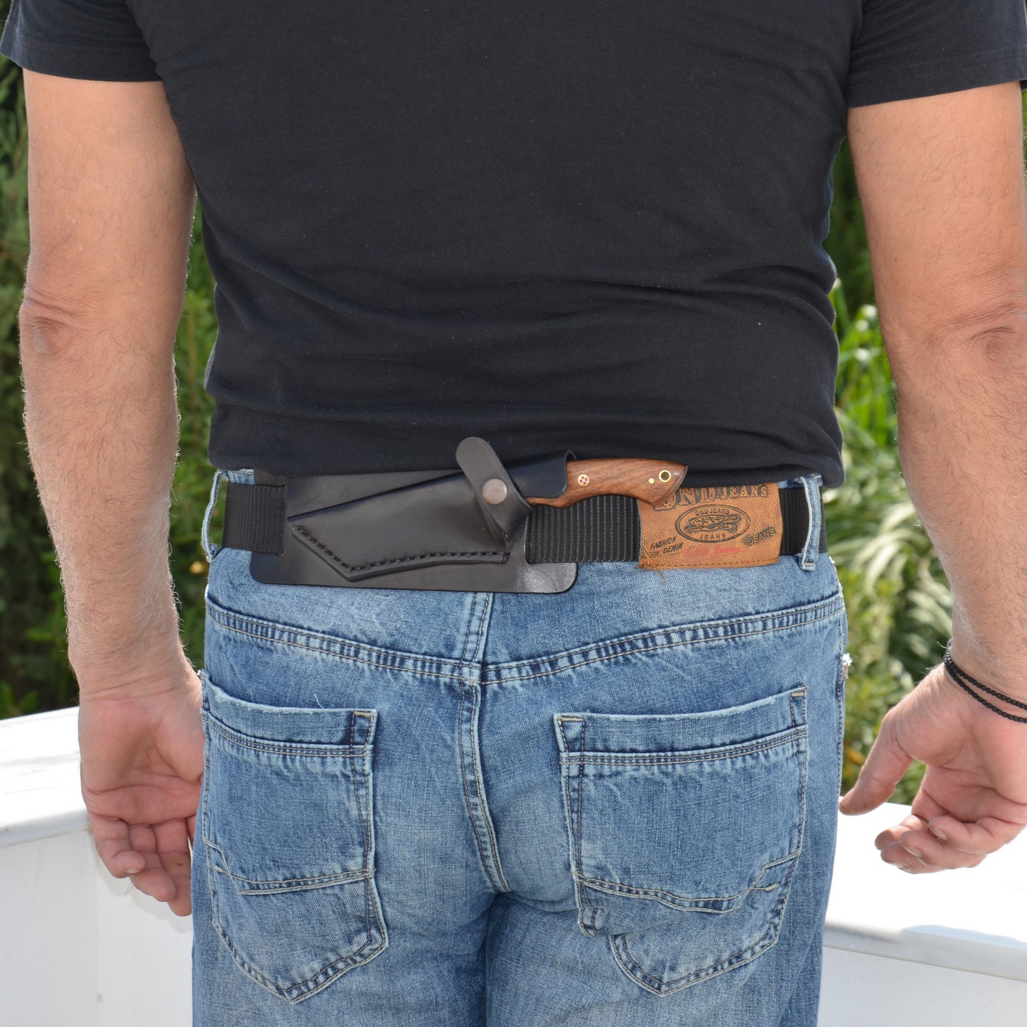 Funda de cuero hecha a mano con clip para cinturón para navaja suiza Champ