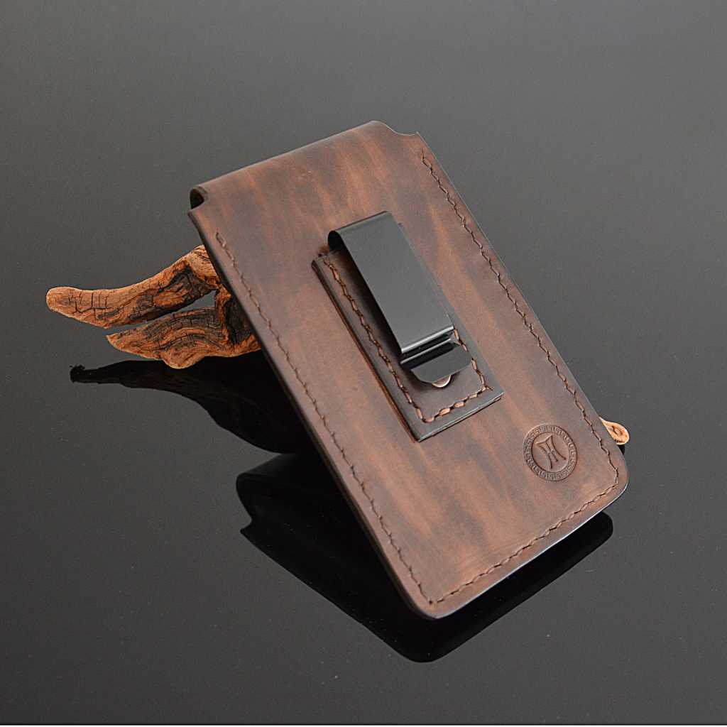 Funda de cuero genuino con cinturón, hecha a medida para iPhone y Samsung.
