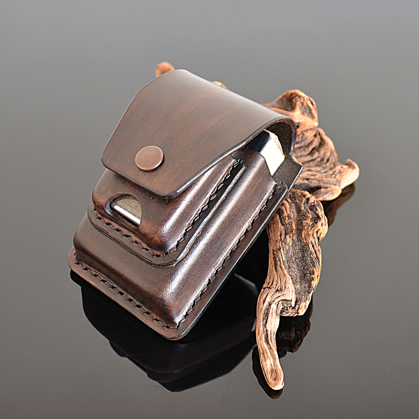 zippo lighter cigarette leather case