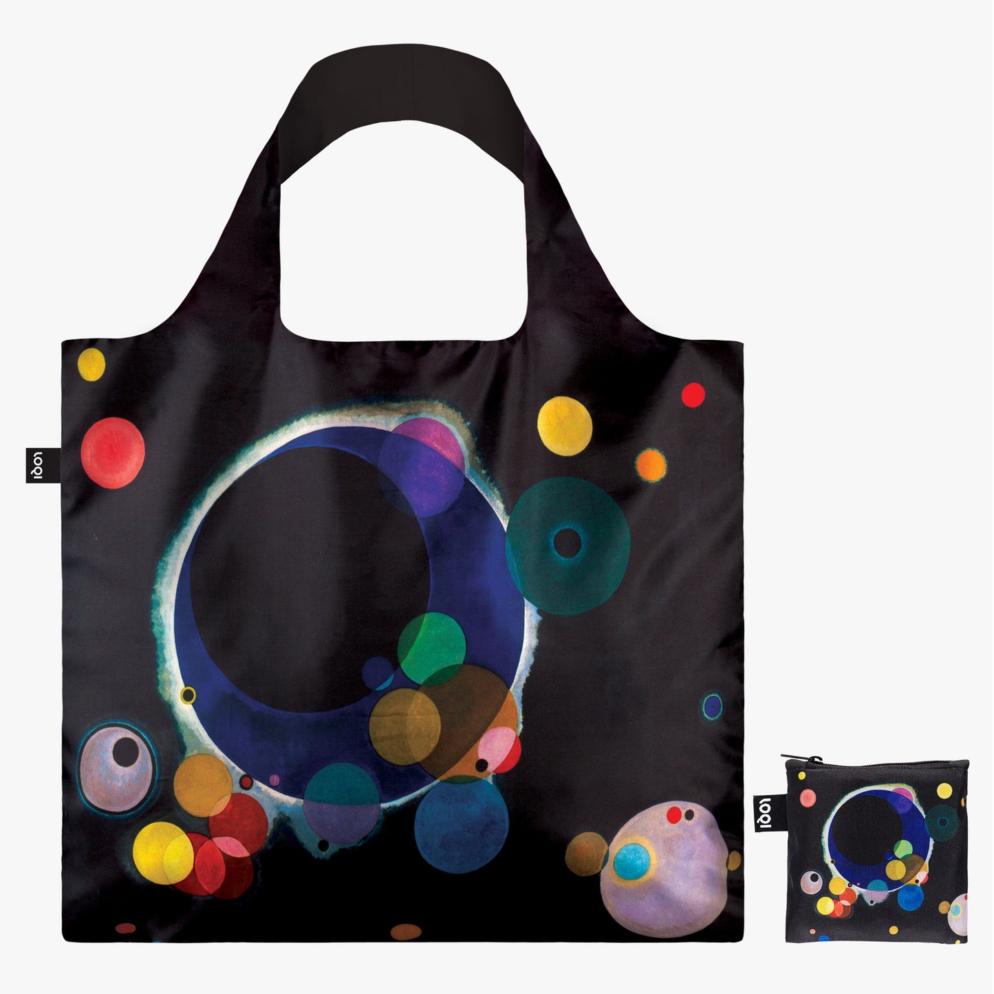 Colorful Circles Recycled LOQI Tote Bag with Kandinsky Art
