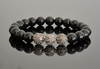 10mm 12mm Genuine Black Obsidian and Sterling Silver Bali Beads Custom Made Mens Bracelet