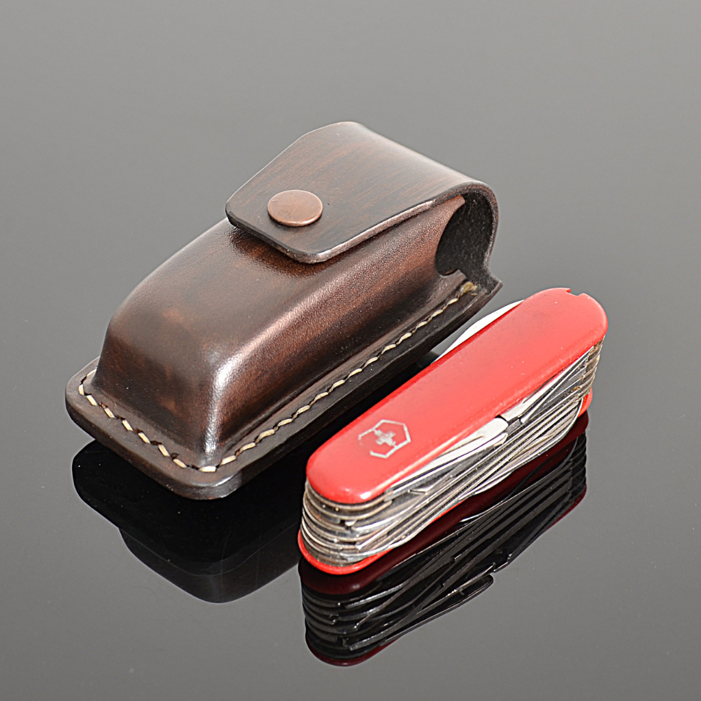 Custom Leather Belt Clip Knife Sheath for Victorinox Swiss Army Knives
