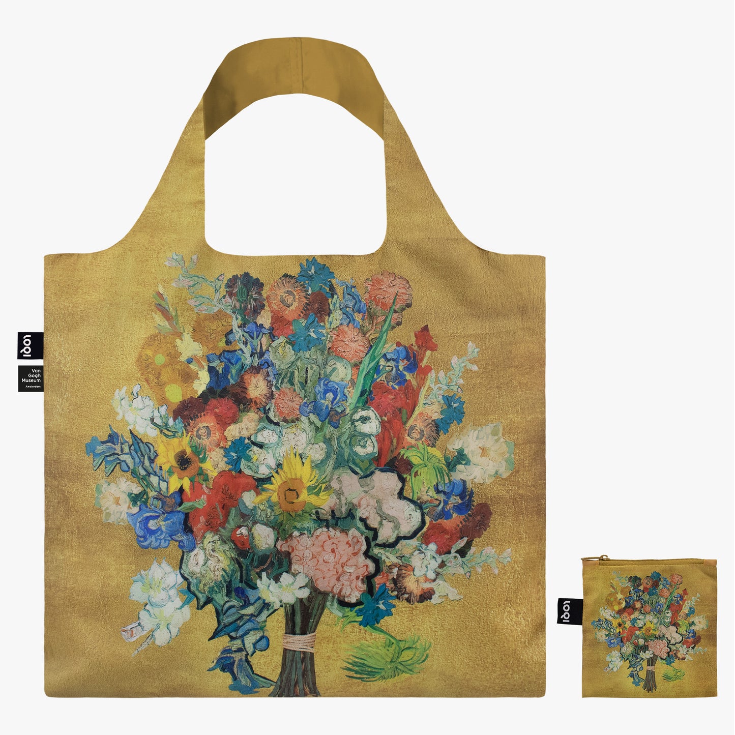 Sac fourre-tout de plage à motif floral doré du musée Van Gogh