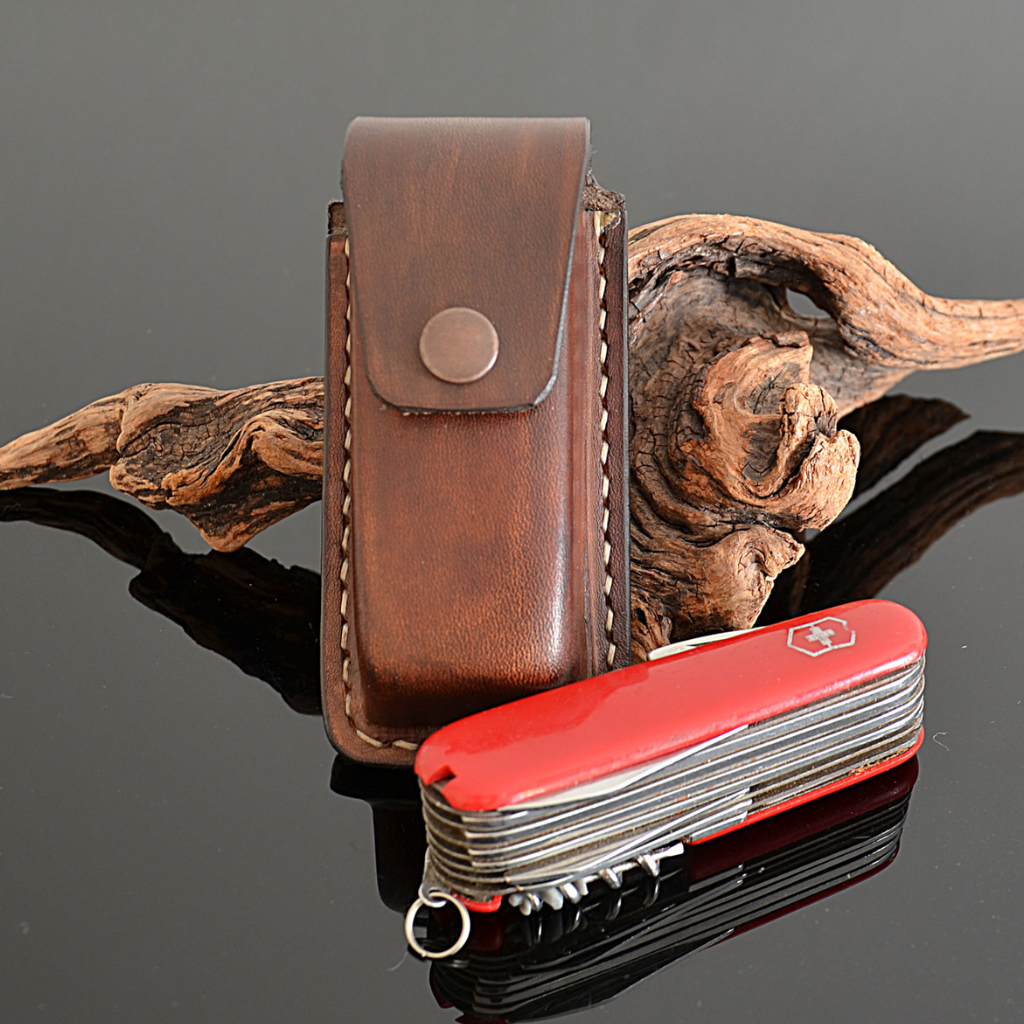 Custom Leather Belt Clip Knife Sheath for Victorinox Swiss Army Knives