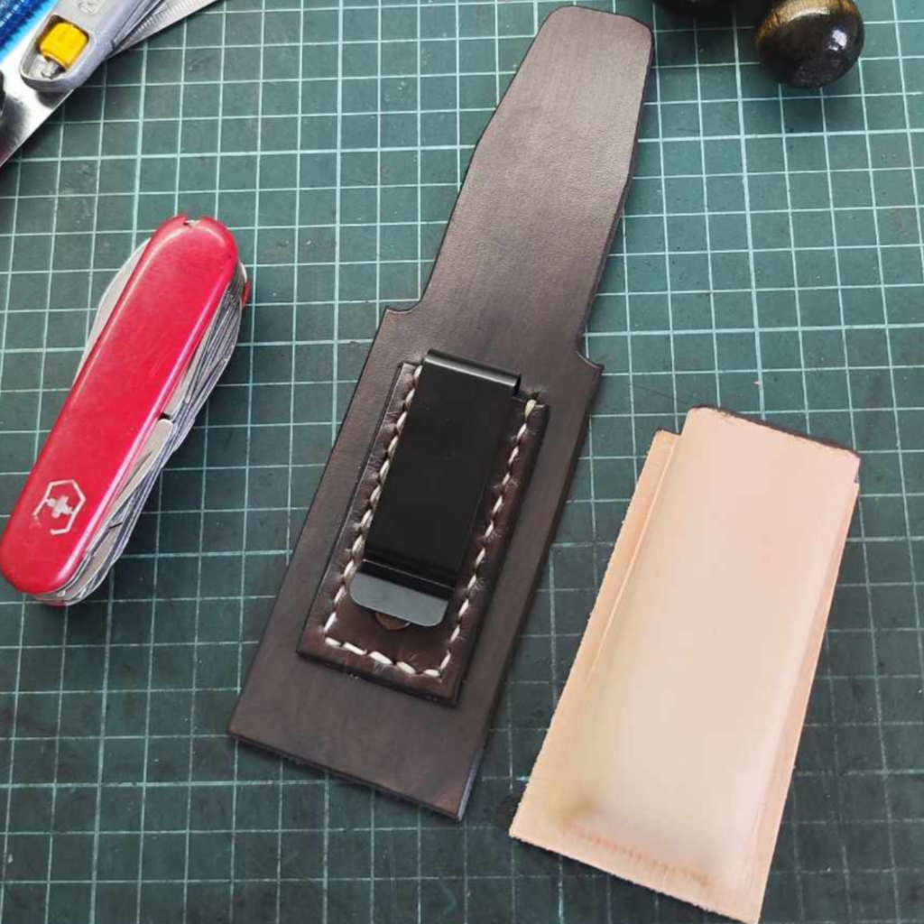 Custom Leather Belt Clip Knife Sheath for Victorinox Swiss Army Knives