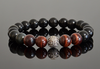 Black Obsidian and Tigers Eye Designer Luxury Bead Bracelet with Sterling Silver Bead