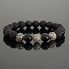 mixed black stones and sterling silver bali beaded bracelet