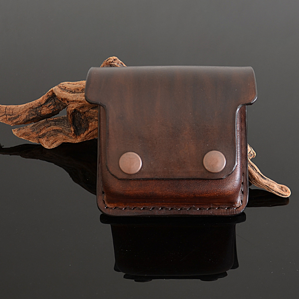 Small EDC Bushcraft Earphones Leather Belt Pouch