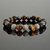 mens mixed gemstone and 925 sterling silver bali beaded bracelete