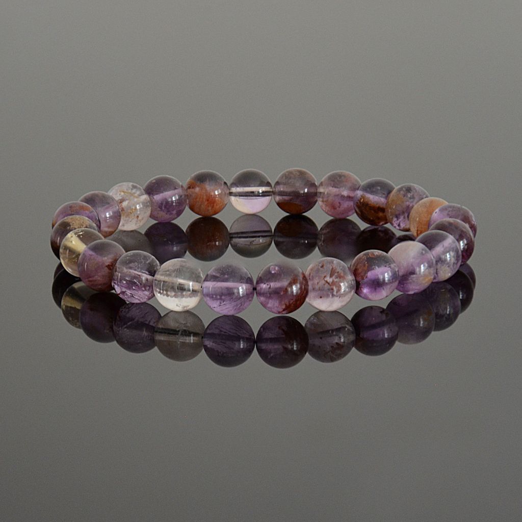 Natural Amethyst Purple Phantom Quartz Rutilated Super Seven Auralite 23  Round Beads Crystal Healing Stones Women Jewelry - Bracelets - AliExpress