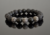 BLACK MIXED STONES MENS BRACELET WITH STERLING SILVER BEADS