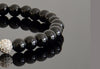 6mm Black Obsidian Womens Beaded Bracelet with CZ Diamonds